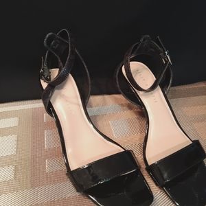 Black Patent Leather Strappy Heels